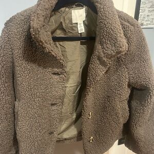 H&M Taupe Sherpa Teddy Coat Size XS